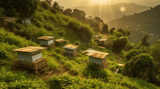 创意养蜂场场景背景图片