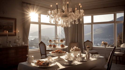欧式糕点优雅的山间餐厅设计图片