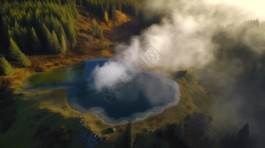 无人驾驶飞机的地热湖图片