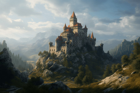 中世纪城堡建筑背景图片