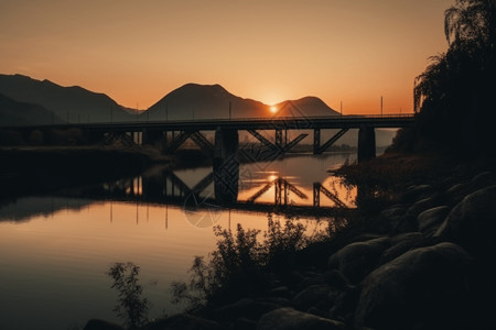 桥边的自然景色图片