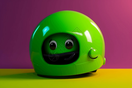 带脸的绿色球是头盔背景图片