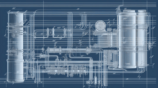 中央供暖单元的技术蓝图背景图片