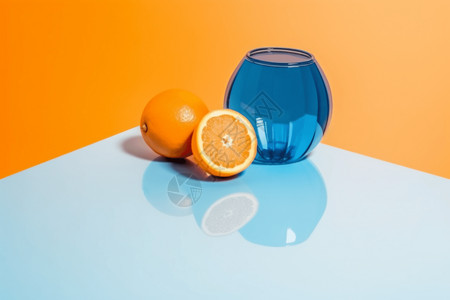 小清新桌子上的橙子背景图片