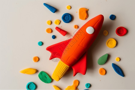 平躺着的玩具火箭设计图片
