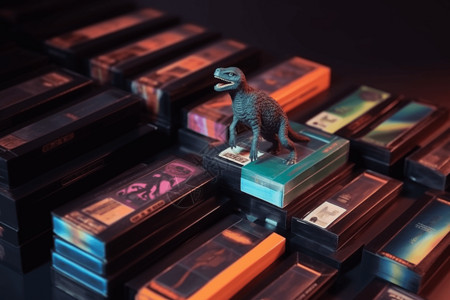 玩球小恐龙室内桌子上恐龙模型设计图片