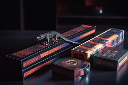 玩球小恐龙桌面上的恐龙模型设计图片