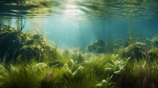 海洋3d素材海洋生态系统3D概念图背景