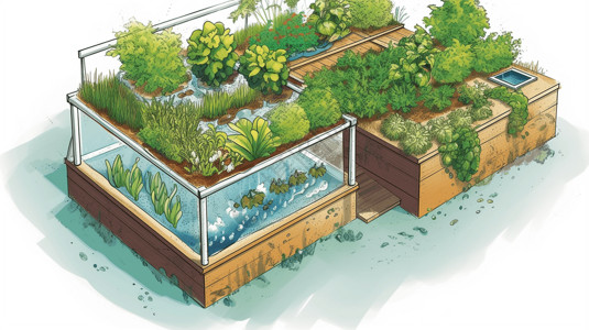 室内水培药草园概念插图图片