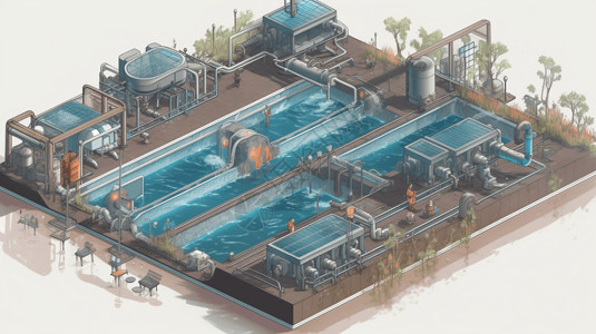 水泵工厂地热水产养殖插图插画