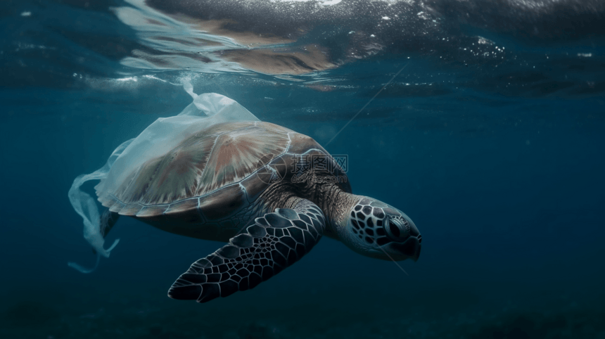 海龟在海洋中游泳图片