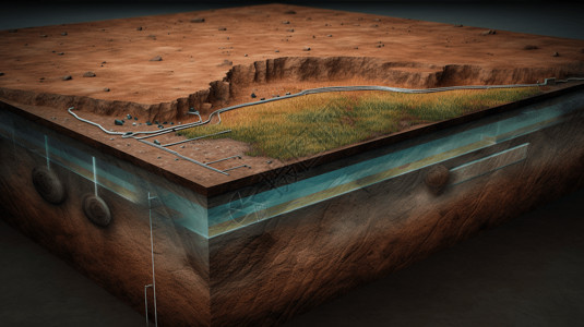 地源热泵地下3D概念图高清图片