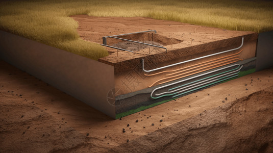 泥地地源热泵概念图设计图片