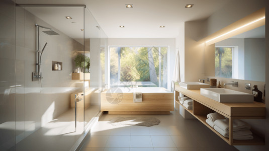现代浴室场景图片