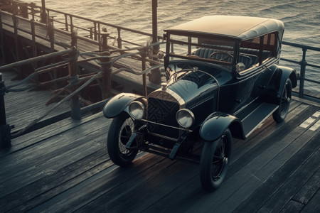码头的老式汽车图片