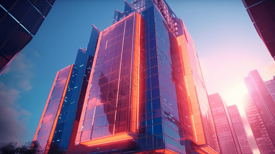 未来派摩天大楼3D概念图图片