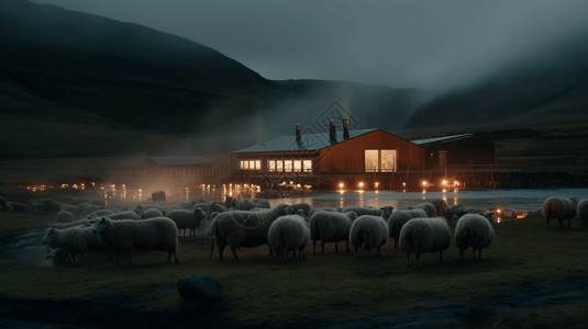 农场放牧绵羊的图片