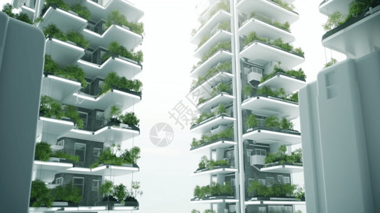 垂直水培农业的高层建筑概念图图片