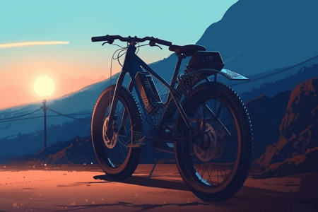 电动自行车插图背景图片
