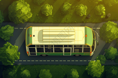 路俯视电动巴士俯视插图插画