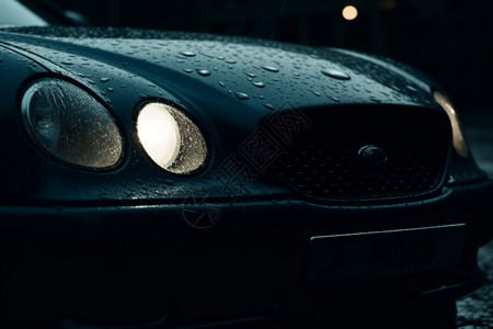 覆满雨水的汽车图片