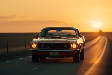 日落时在高速公路图片