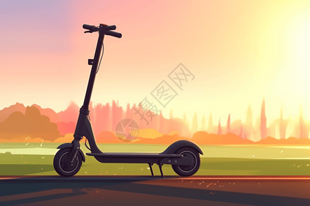 电动滑板车插图背景图片