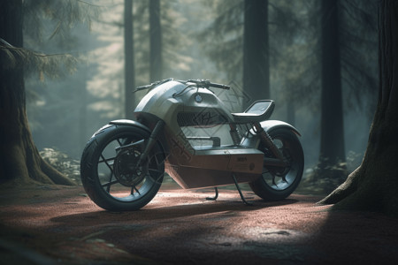 森林中电动摩托车图图片