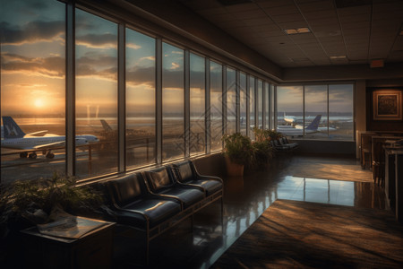日出机场航站楼的场景图背景图片