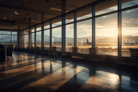 日出机场航站楼的场景图片