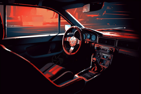 夕阳下的汽车内部背景图片