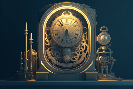 机械时钟展览的概念图图片
