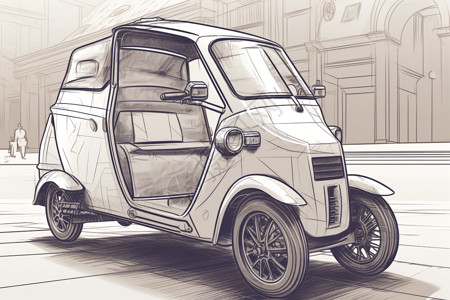电动三轮车概念插图图片