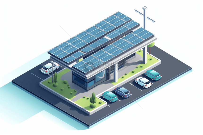 新能源屋顶充电站的概念插图图片