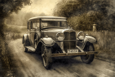 行驶中的古董车图片