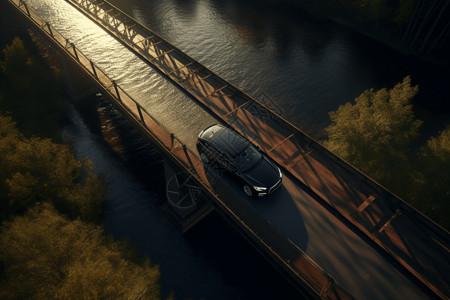 桥上的汽车轿车在桥上行驶背景