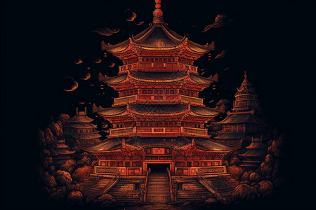 中国宝塔的插图图片