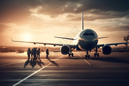 机场乘客登机场景背景图片
