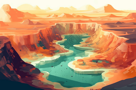 花江大峡谷群山环绕的地热场地设计图片