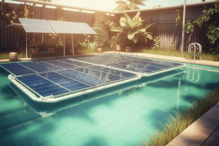 太阳能热水日光下太阳能泳池插画