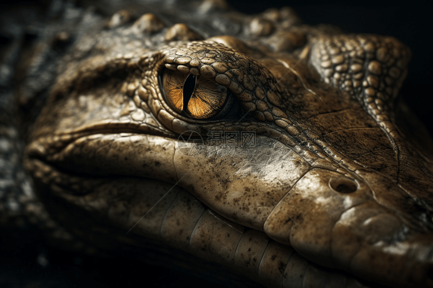 沼泽鳄鱼眼睛特写图片
