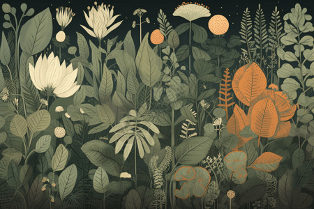 植物学种植创意插图背景图片