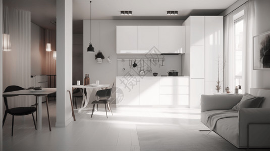 公寓白色的小厨房图片