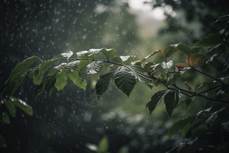 雨天的树林背景图片