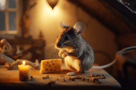 吃粽子的老鼠吃奶酪的小老鼠漫画插图插画