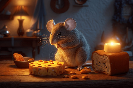 小老鼠准备吃奶酪漫画插图图片