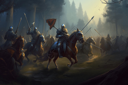 中世纪战争的平面插图背景图片