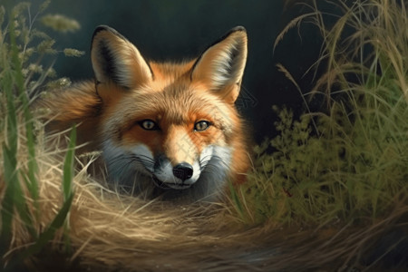在草地上的狐狸背景图片