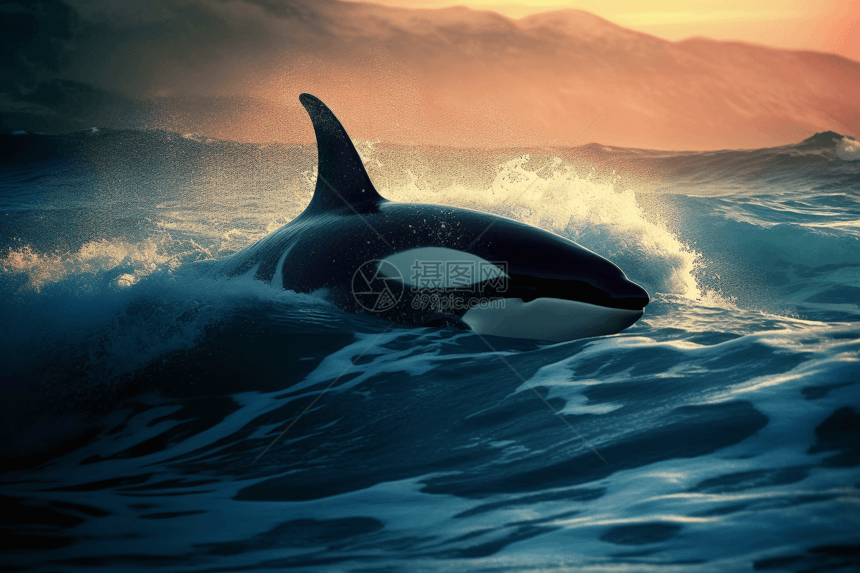 在大海里游泳的鲸鱼图片
