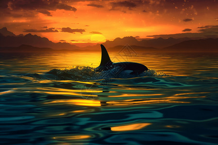 海面上鲸鱼浮在海面上的鲸鱼背景